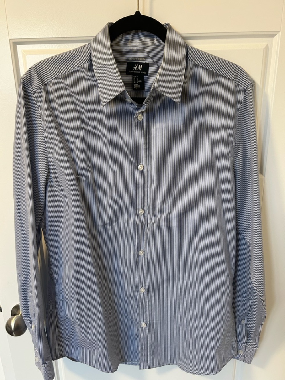 H&M Men’s Blue Micro-Stripe Dress Shirt